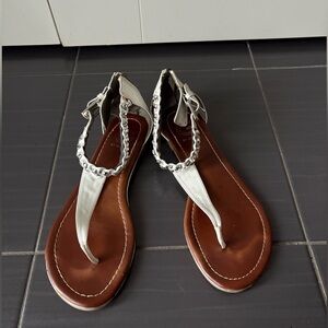 G by Guess Silver T-Strap Sandals